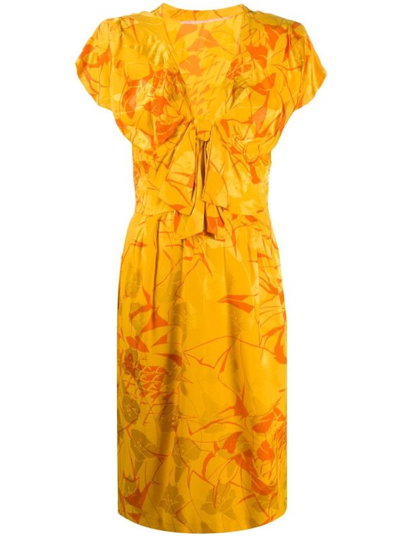 A.N.G.E.L.O. Vintage Cult فستان بطبعة استوائية – أصفر