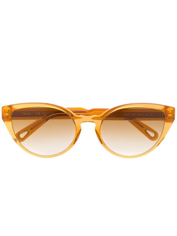 Chloé Eyewear نظارة شمسية بإطار عين القطة وعدسات ملونة - ذهبي