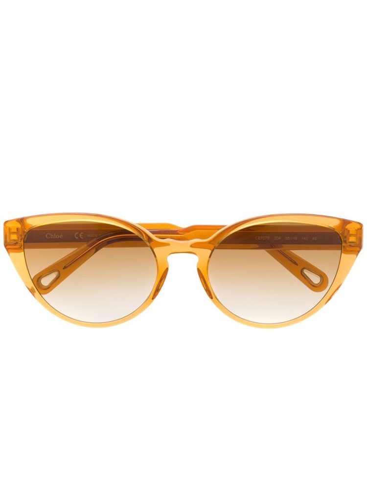 Chloé Eyewear نظارة شمسية بإطار عين القطة وعدسات ملونة - ذهبي