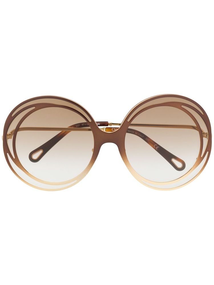 Chloé Eyewear نظارة شمسية بإطار مستدير - ذهبي