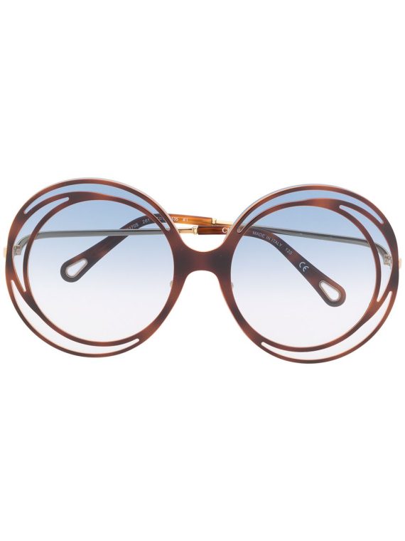 Chloé Eyewear نظارة شمسية بإطار مستدير كبير - أزرق
