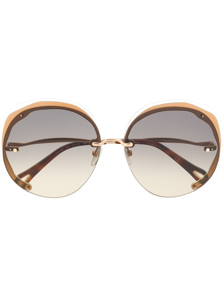 Chloé Eyewear نظارة شمسية بإطار مستدير كبير - بني