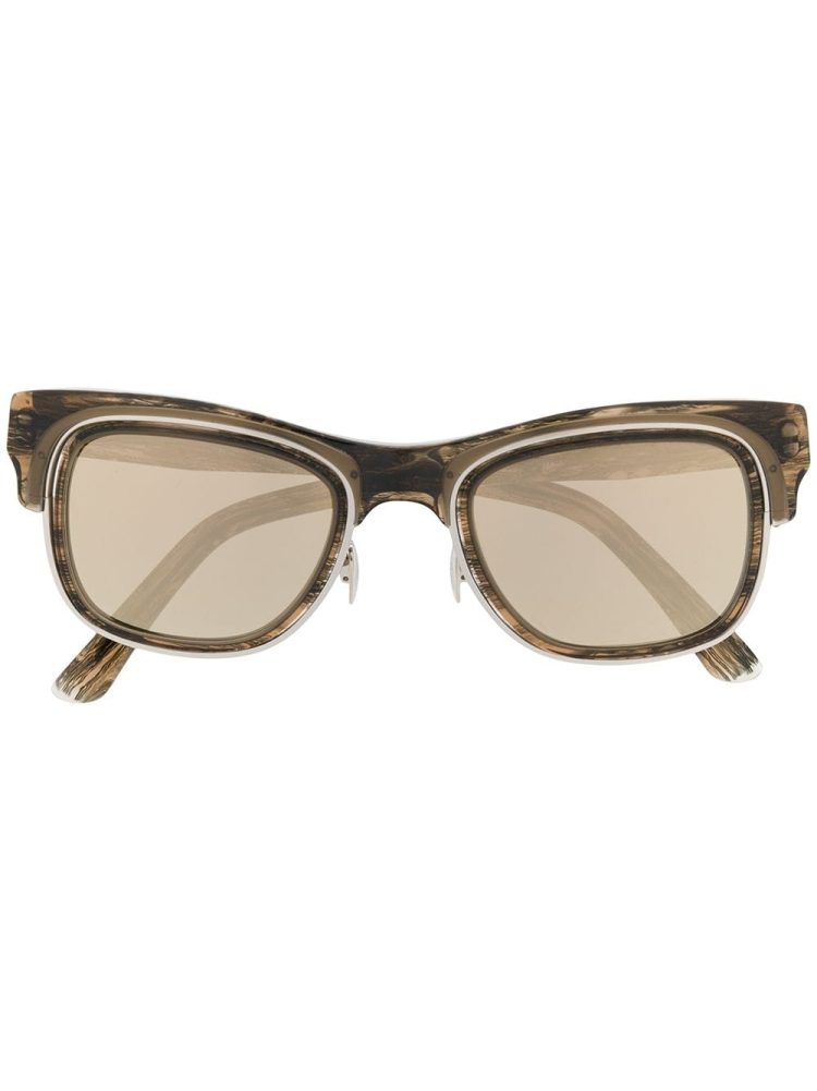 Cutler & Gross نظارة شمسية بتأثير خشبي - بني