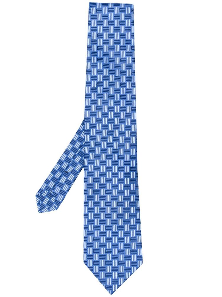 Etro ربطة عنق جاكار بطبعة مونوغرام - أزرق