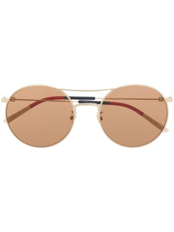 Gucci Eyewear نظارة شمسية بإطار مستدير - ذهبي