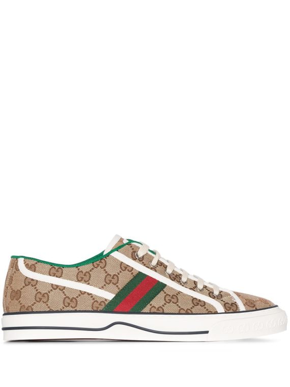 Gucci حذاء رياضي قماشي 1977 - بني