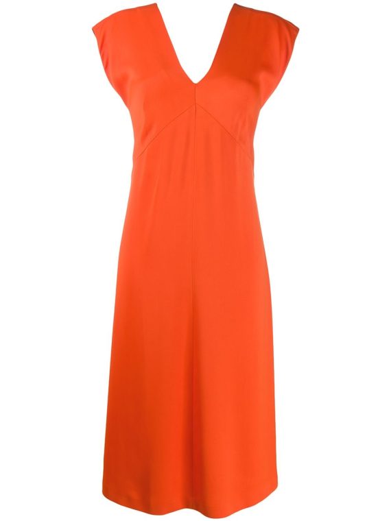 Joseph فستان واسع متوسط الطول بدون أكمام - برتقالي