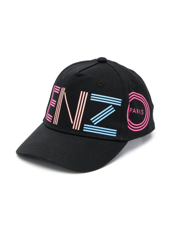 Kenzo Kids قبعة رياضية بطبعة شعار - أسود