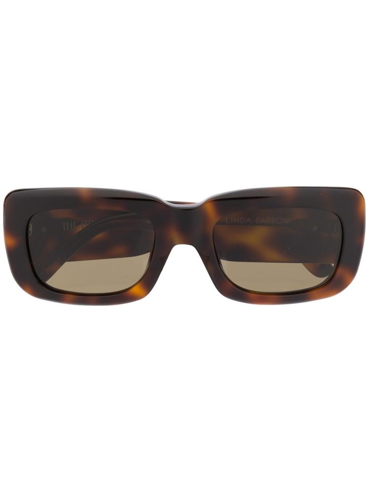 Linda Farrow نظارة شمسية بإطار مستطيل x Attico - بني