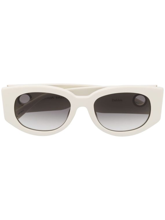 Linda Farrow نظارة شمسية بإطار مستطيل - أبيض