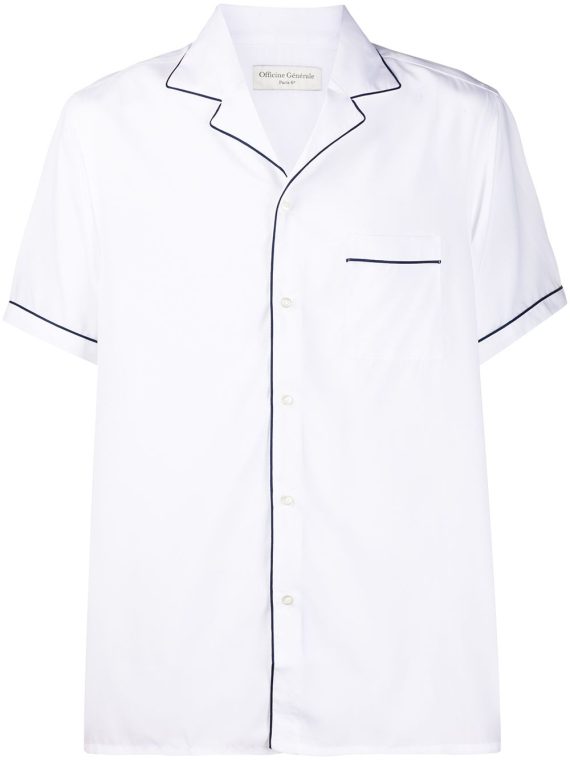 Officine Generale قميص بأكمام قصيرة وأطراف اسطوانية - أبيض