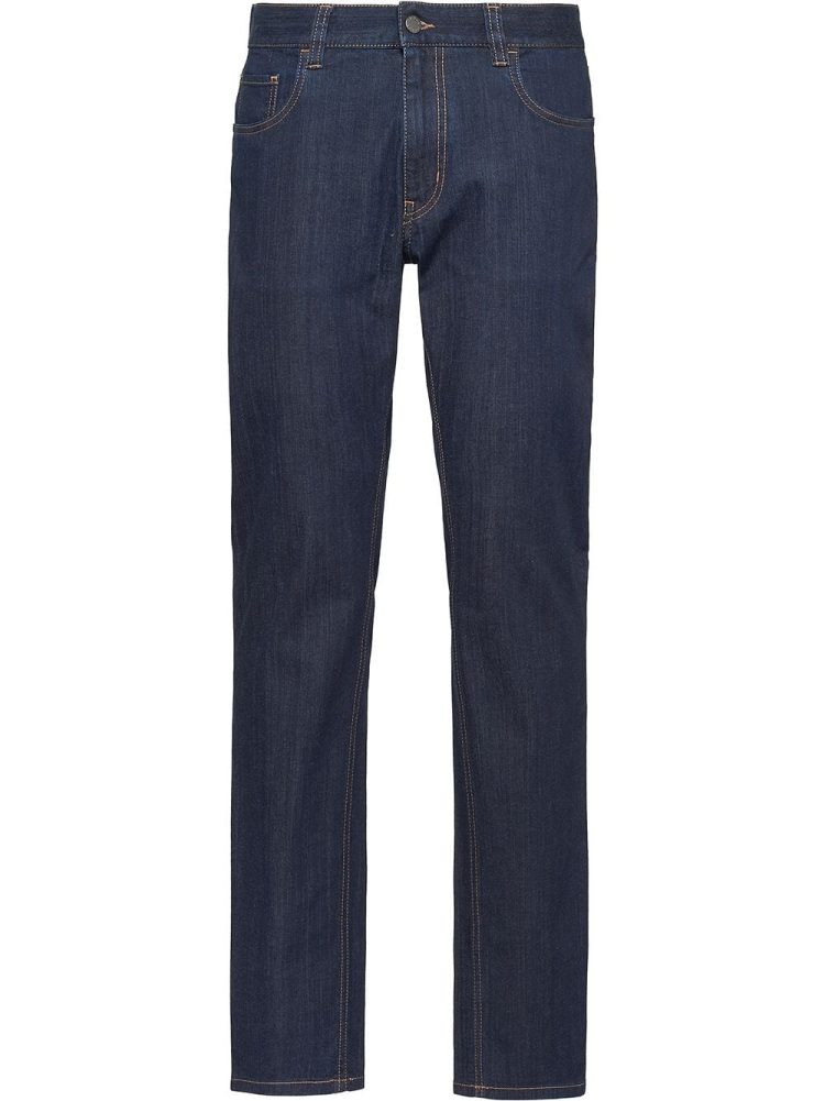 Prada جينز مستقيم بخصر متوسط - أزرق