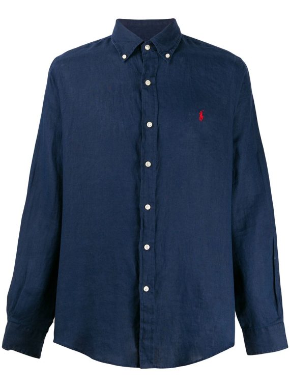 Ralph Lauren قميص مجسم بشعار مطرز - أزرق