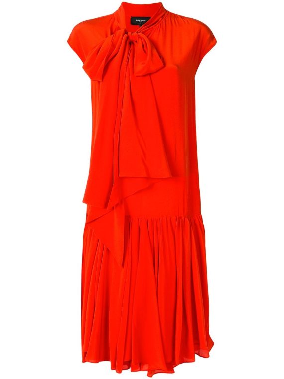 Rochas فستان معتدل المقاس بربطة - أحمر