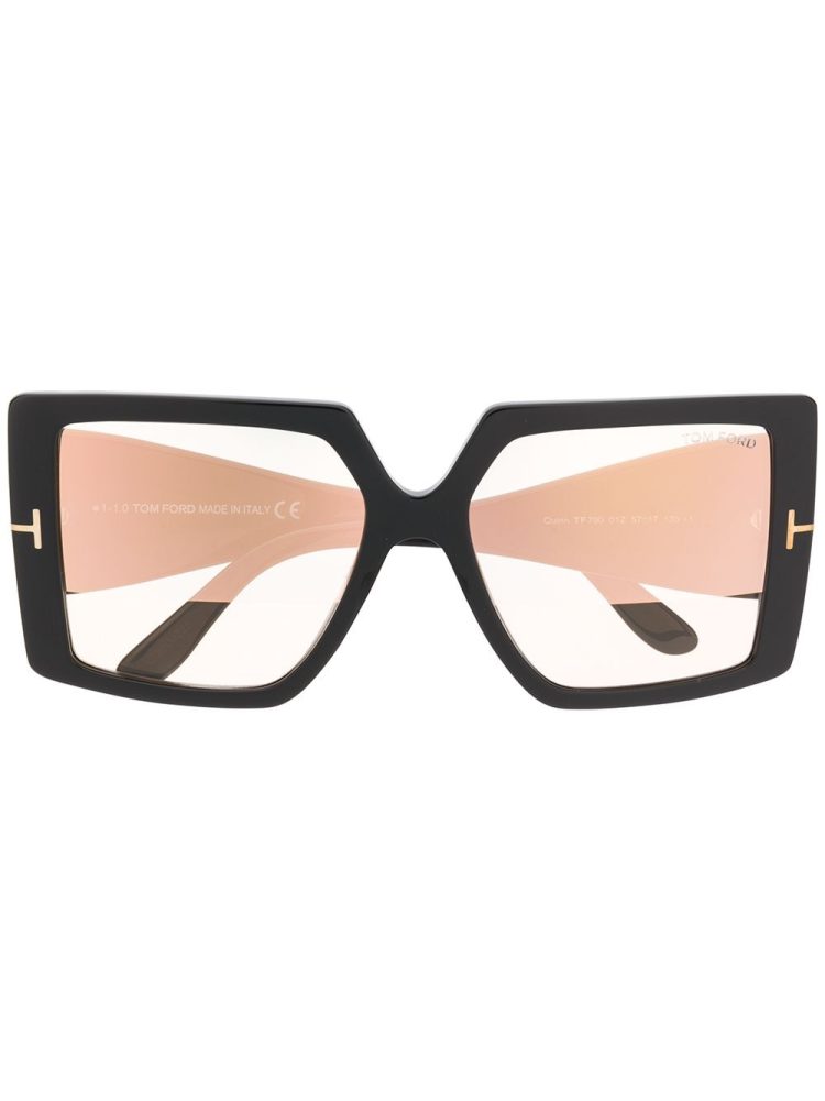 Tom Ford Eyewear نظارة شمسية بإطار مربع 'كوين' - أسود