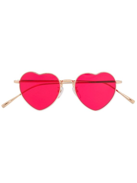 Undercover نظارة شمسية بإطار بتصميم قلب - أحمر