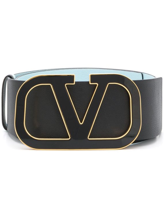 Valentino Garavani حزام جلد بشعار الماركة V - أسود