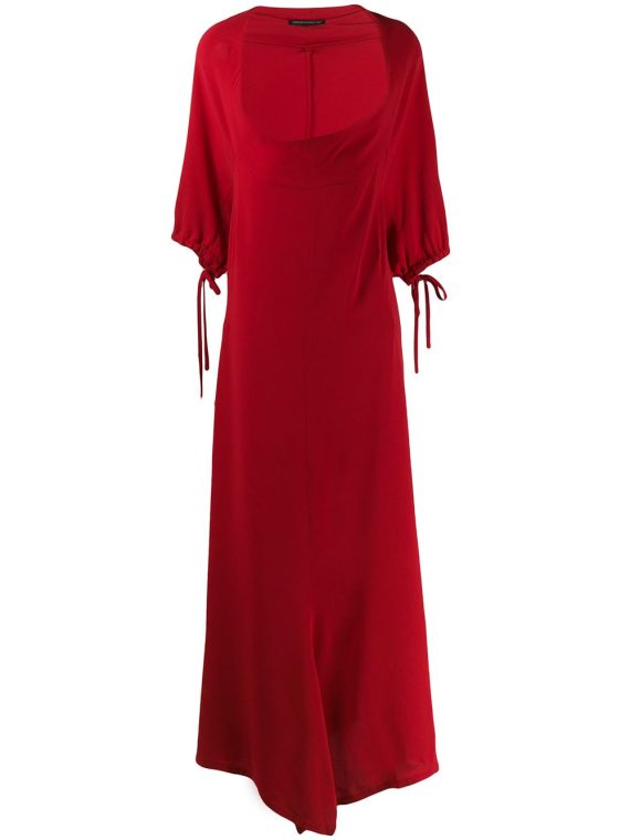 Yohji Yamamoto Pre-Owned فستان طويل برقبة مستديرة - أحمر