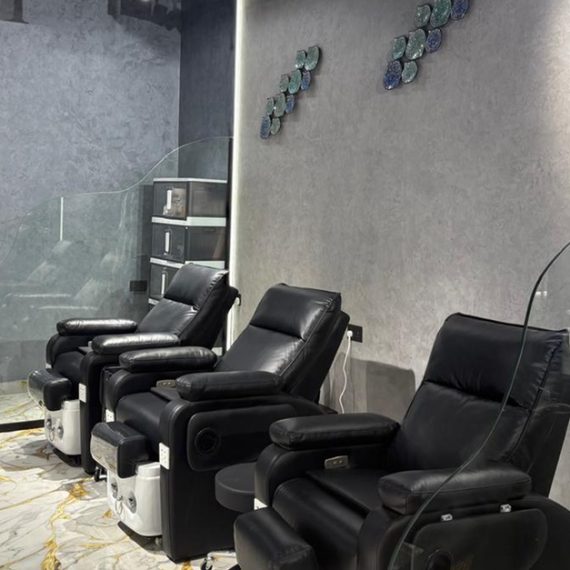 Acrylic Or Hard Gel Extensions With Classic Or Gelish Mani-Pedi LAMASAT AL YASMIN LADY SALON Dubai UAE