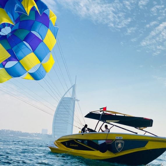 Soar Above Dubais Coastline With 30-Minute Parasailing For One Or Two Pyramids Watersports Dubai UAE
