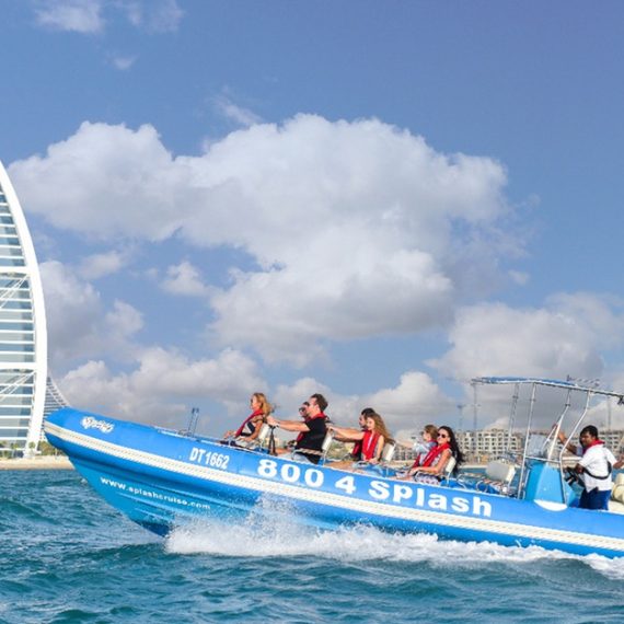 For One Child Or One Or Two Adults: 90-Min Sightseeing Speedboat Tour Splash Tours Dubai UAE